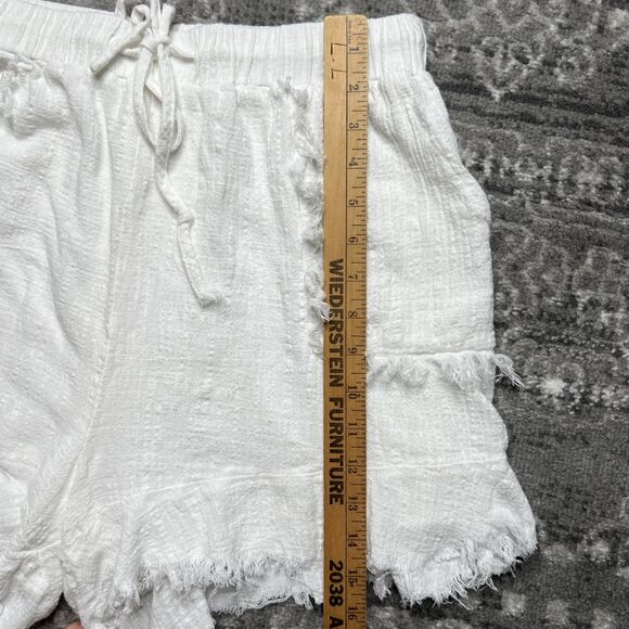 GiGio Plus Crinkle Distressed Pull On Shorts Size XL White Lined Drawstring - Picture 7 of 11